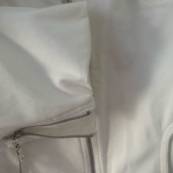 White cotton moto jacket with zipper detail - Picture 5 of 8